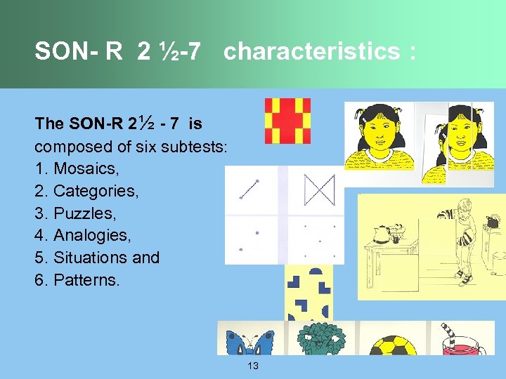 SON- R 2 ½-7 characteristics : The SON-R 2½ - 7 is composed of