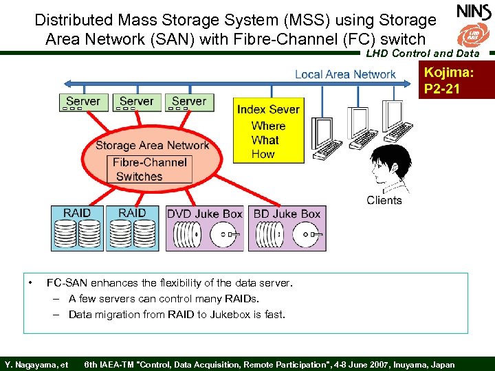 Distributed Mass Storage System (MSS) using Storage Area Network (SAN) with Fibre-Channel (FC) switch