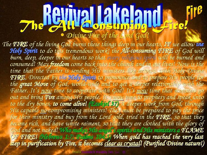The All-Consuming Fire! • Divine Fire of the Lord God! The FIRE of the