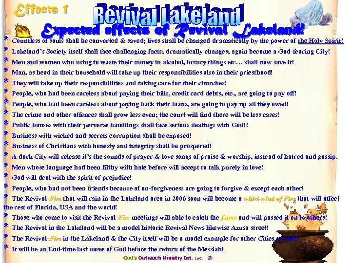 Effects 1 Expected effects of Revival Lakeland! * * * * Countless of souls