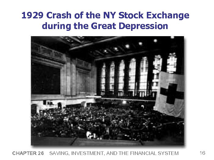 1929 Crash of the NY Stock Exchange during the Great Depression CHAPTER 26 SAVING,