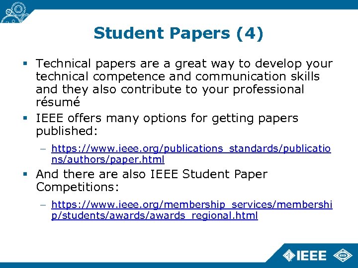 Student Papers (4) Technical papers are a great way to develop your technical competence