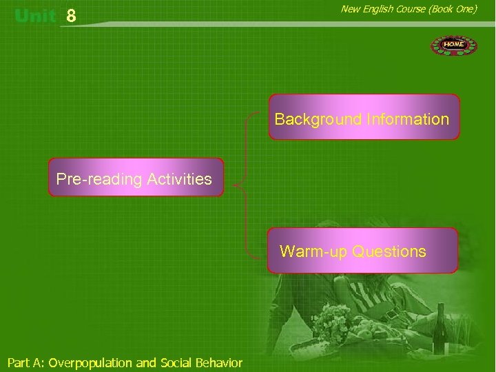 8 New English Course (Book One) Background Information Pre-reading Activities Warm-up Questions Part A:
