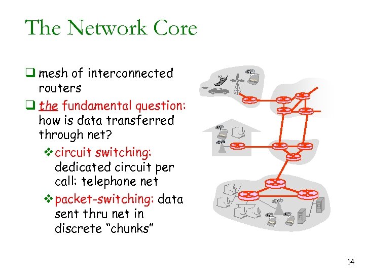 The Network Core q mesh of interconnected routers q the fundamental question: how is