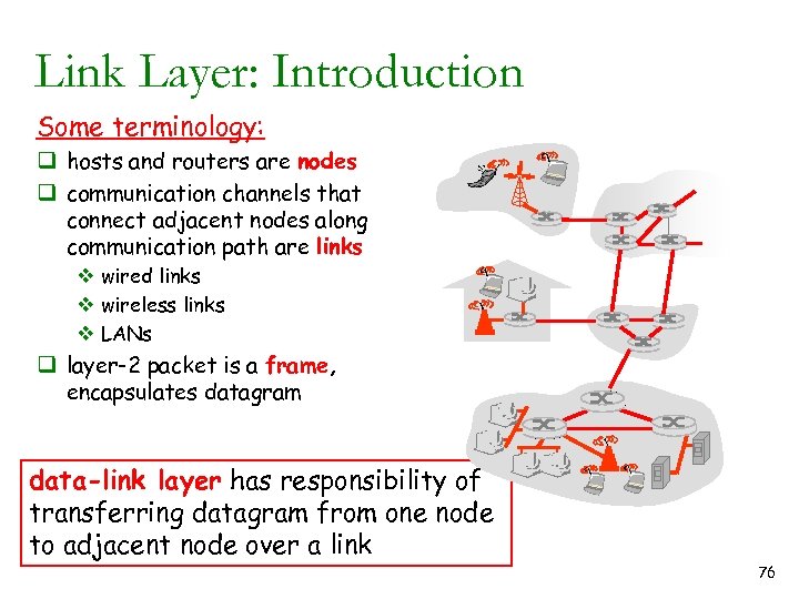 Link Layer: Introduction Some terminology: q hosts and routers are nodes q communication channels