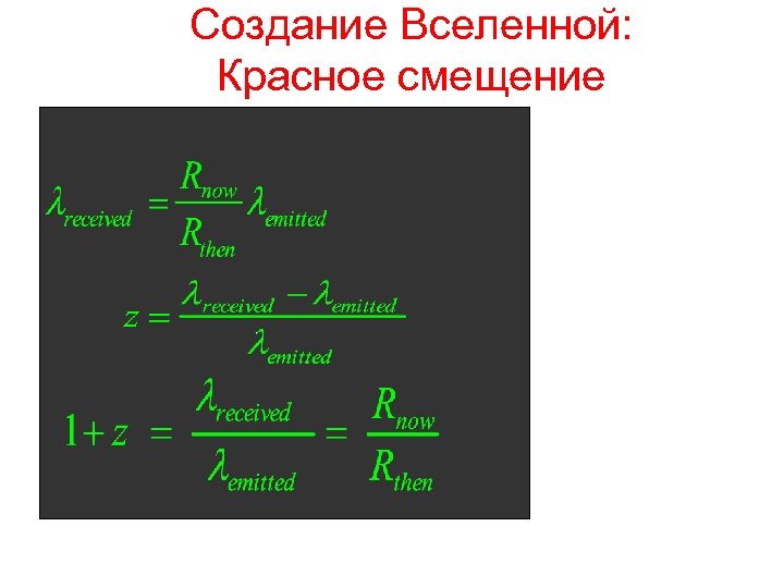 Создание Вселенной: Красное смещение 