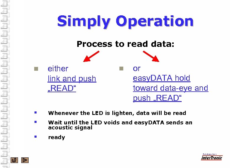 Simply Operation Process to read data: or easy. DATA hold toward data-eye and push