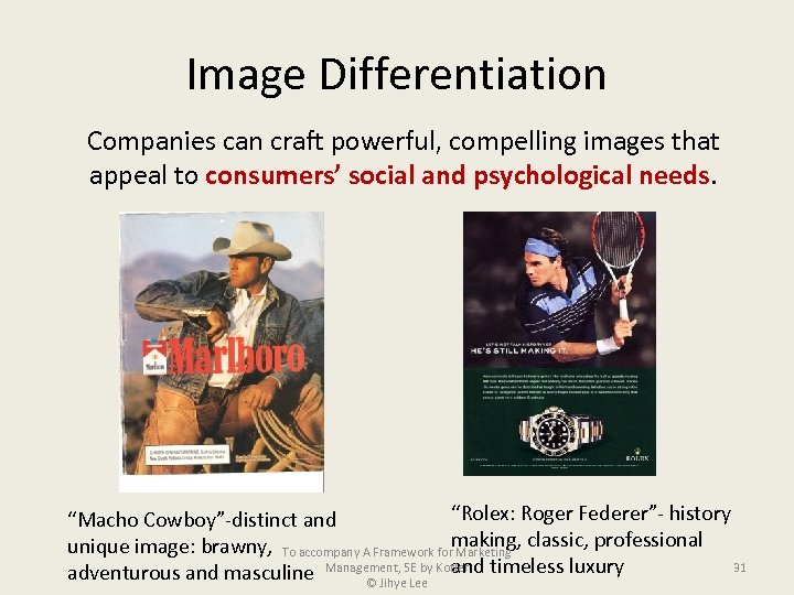 Image Differentiation Companies can craft powerful, compelling images that appeal to consumers’ social and