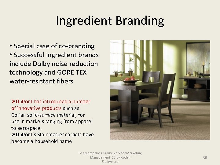 Ingredient Branding • Special case of co-branding • Successful ingredient brands include Dolby noise