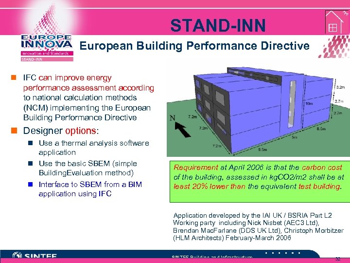 STAND-INN European Building Performance Directive n IFC can improve energy performance assessment according to