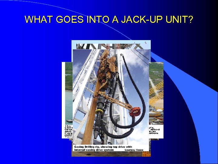 WHAT GOES INTO A JACK-UP UNIT? 