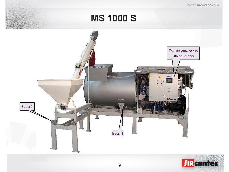MS 1000 S Точная дозировка компонентов Весы 2 Весы 1 9 