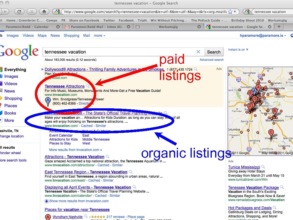 paid listings organic listings 