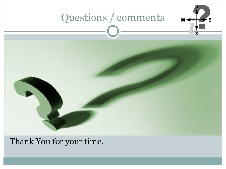 Questions / comments Thank You for your time. 