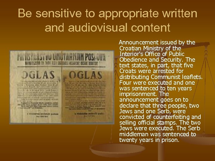 Be sensitive to appropriate written and audiovisual content Announcement issued by the Croatian Ministry