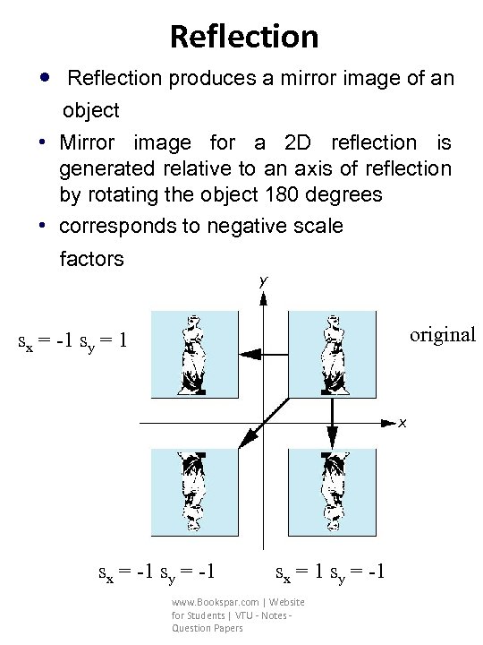 Reflection • Reflection produces a mirror image of an object • Mirror image for