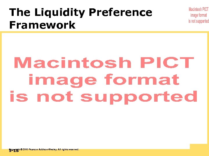 The Liquidity Preference Framework 5 -18 Copyright © 2010 Pearson Addison-Wesley. All rights reserved.