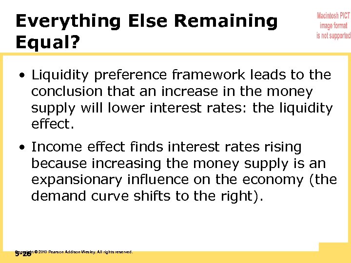 Everything Else Remaining Equal? • Liquidity preference framework leads to the conclusion that an