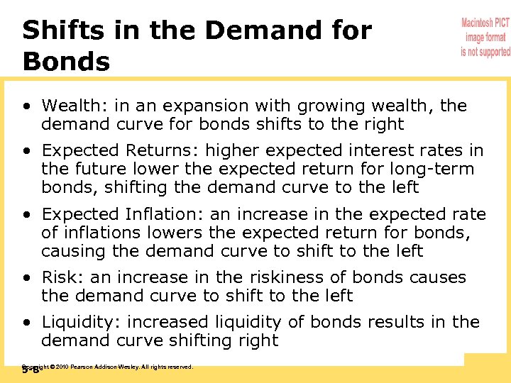 Shifts in the Demand for Bonds • Wealth: in an expansion with growing wealth,