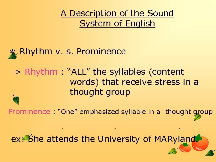 A Description of the Sound System of English ＊ Rhythm v. s. Prominence ->