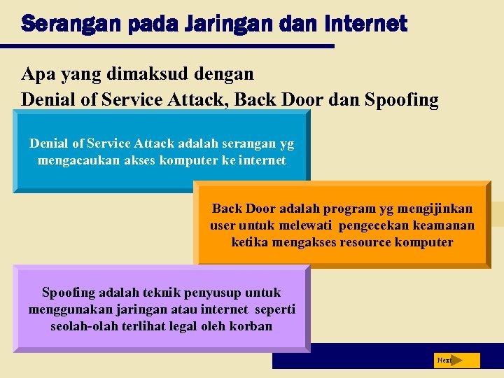 Serangan pada Jaringan dan Internet Apa yang dimaksud dengan Denial of Service Attack, Back