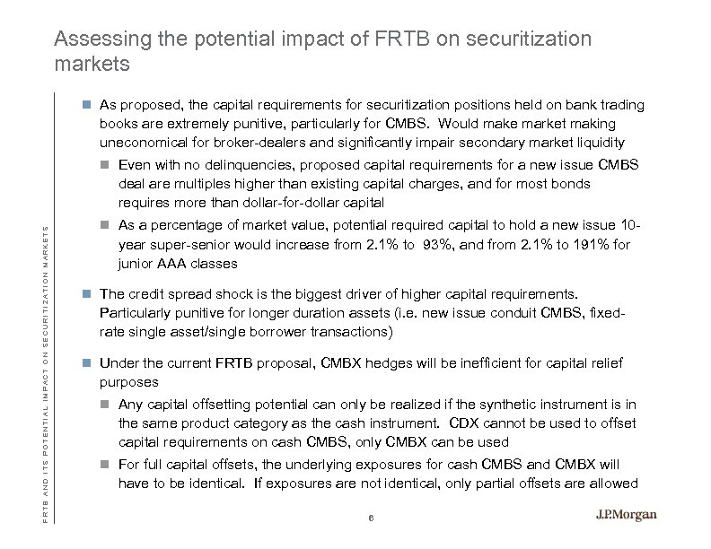 Assessing the potential impact of FRTB on securitization markets n As proposed, the capital