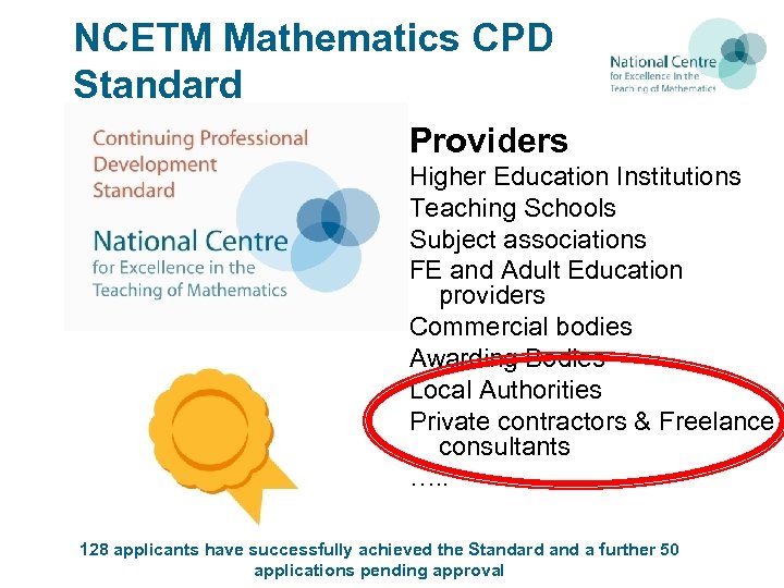 NCETM Mathematics CPD Standard Providers Higher Education Institutions Teaching Schools Subject associations FE and