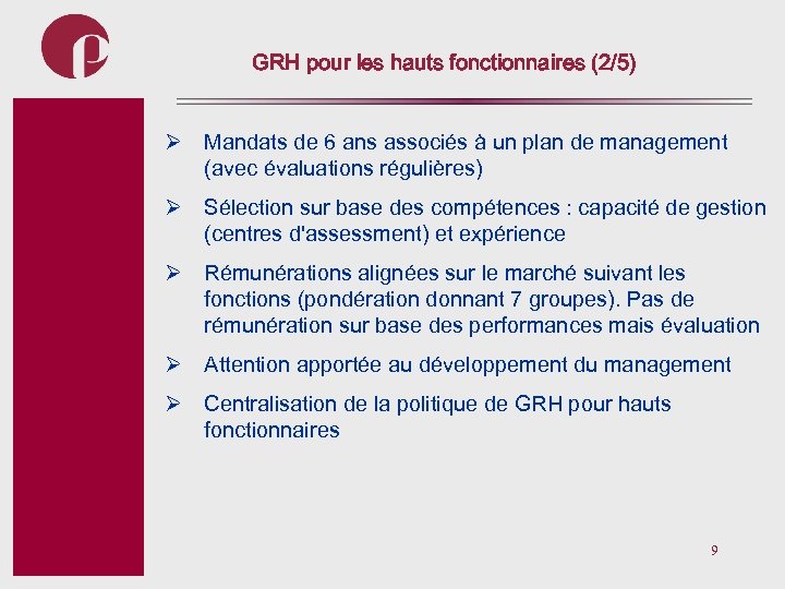 GRH pour les hauts fonctionnaires (2/5) Subtitel Ø Mandats de 6 ans associés à
