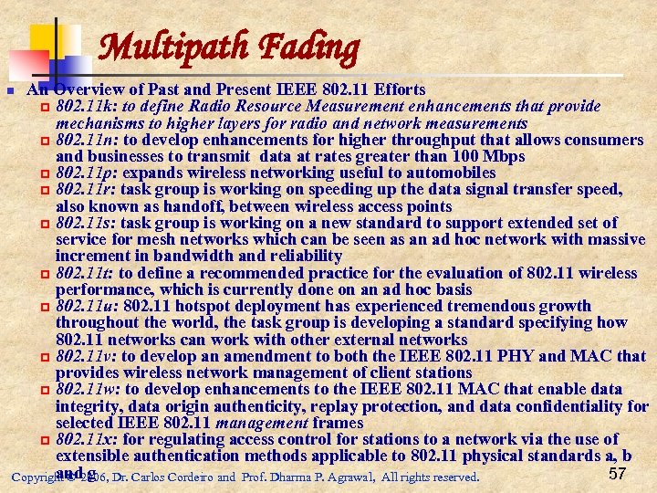Multipath Fading An Overview of Past and Present IEEE 802. 11 Efforts p 802.