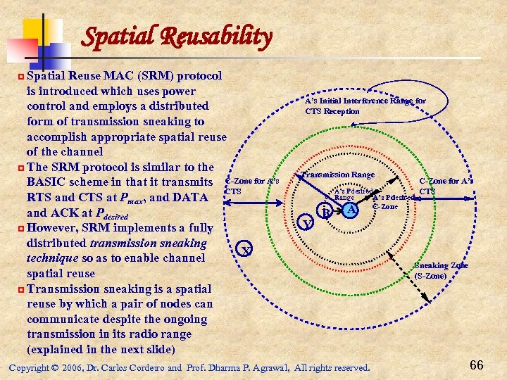 Spatial Reusability p Spatial Reuse MAC (SRM) protocol is introduced which uses power control