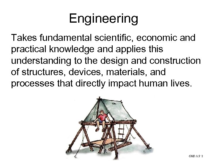 Engineering Takes fundamental scientific, economic and practical knowledge and applies this understanding to the