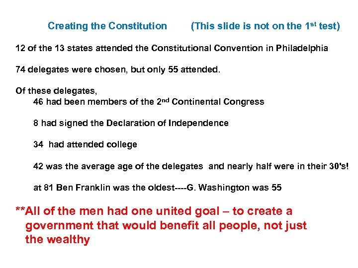 Creating the Constitution (This slide is not on the 1 st test) 12 of