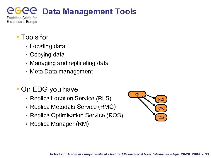 Data Management Tools • Tools for Locating data • Copying data • Managing and