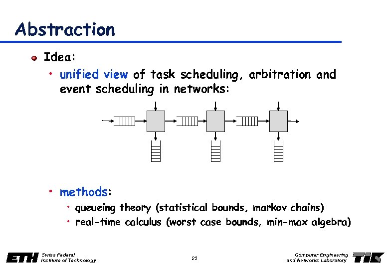 Abstraction Idea: • unified view of task scheduling, arbitration and event scheduling in networks: