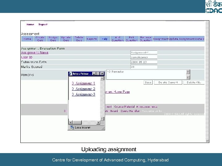 Uploading assignment Centre for Development of Advanced Computing, Hyderabad 