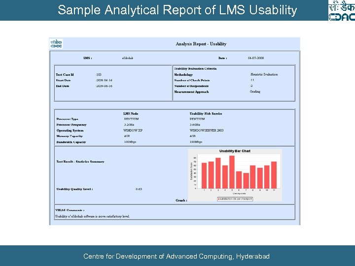 Sample Analytical Report of LMS Usability Centre for Development of Advanced Computing, Hyderabad 