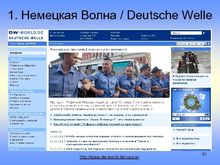 1. Немецкая Волна / Deutsche Welle http: //www. dw-world. de/russian 31 
