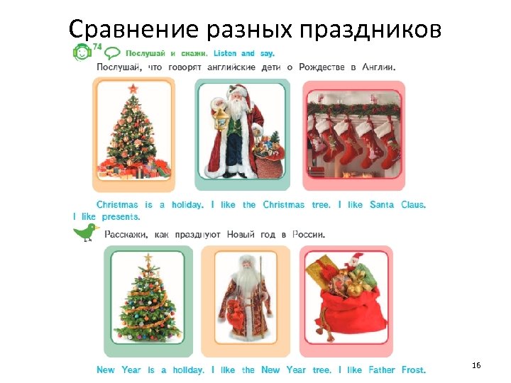 Сравнение разных праздников 16 