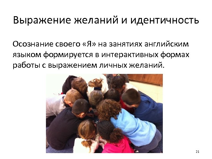Выражение желаний и идентичность Осознание своего «Я» на занятиях английским языком формируется в интерактивных