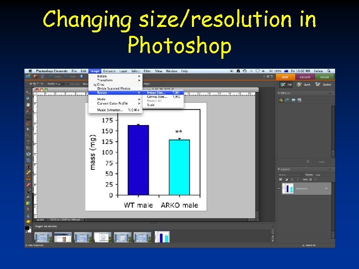 Changing size/resolution in Photoshop 