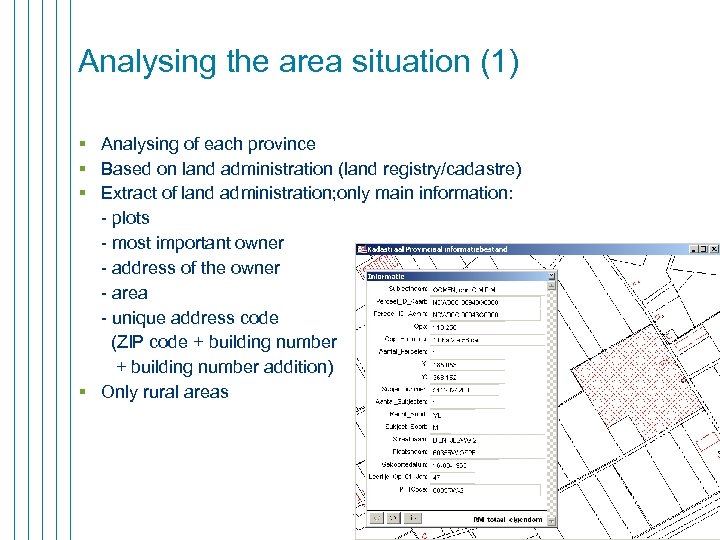 Analysing the area situation (1) § Analysing of each province § Based on land