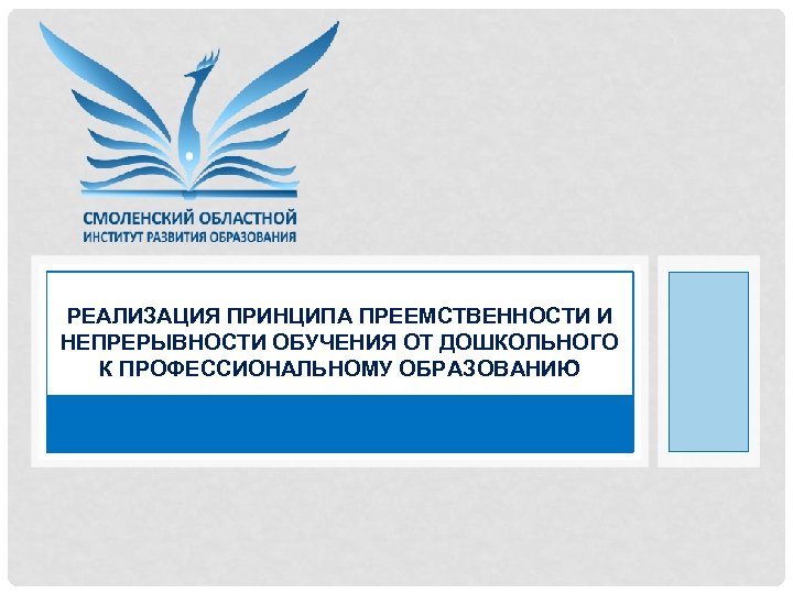 РЕАЛИЗАЦИЯ ПРИНЦИПА ПРЕЕМСТВЕННОСТИ И НЕПРЕРЫВНОСТИ ОБУЧЕНИЯ ОТ ДОШКОЛЬНОГО К ПРОФЕССИОНАЛЬНОМУ ОБРАЗОВАНИЮ 