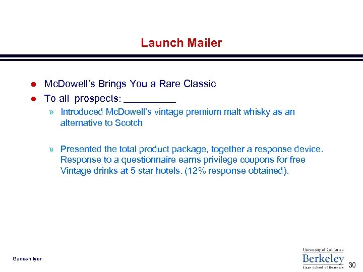 Launch Mailer l l Mc. Dowell’s Brings You a Rare Classic To all prospects: