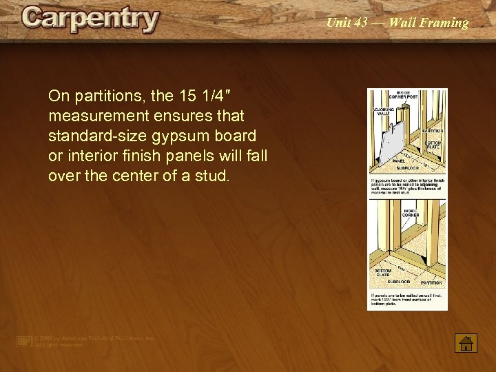 Unit 43 — Wall Framing On partitions, the 15 1/4″ measurement ensures that standard-size
