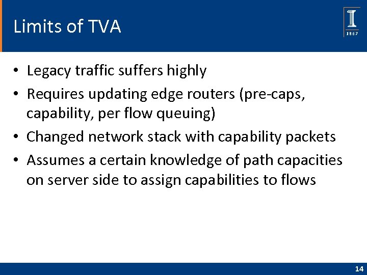 Limits of TVA • Legacy traffic suffers highly • Requires updating edge routers (pre-caps,