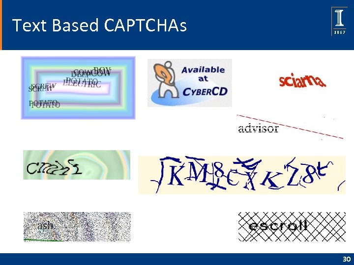 Text Based CAPTCHAs 30 