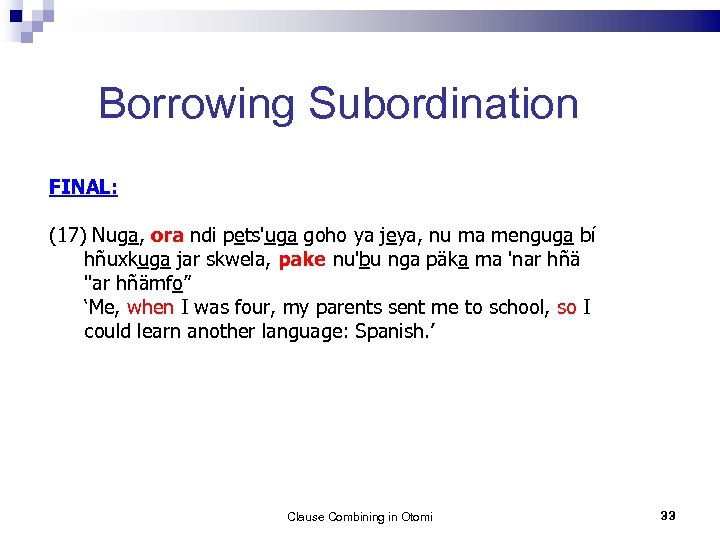 Borrowing Subordination FINAL: (17) Nuga, ora ndi pets'uga goho ya jeya, nu ma menguga