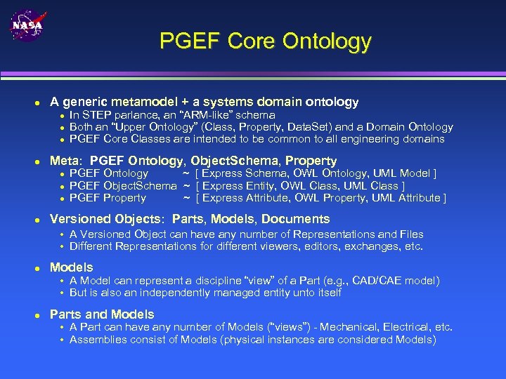 PGEF Core Ontology A generic metamodel + a systems domain ontology Meta: PGEF Ontology,