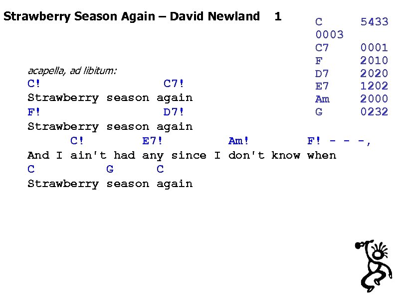 Strawberry Season Again – David Newland acapella, ad libitum: 1 C 0003 C 7