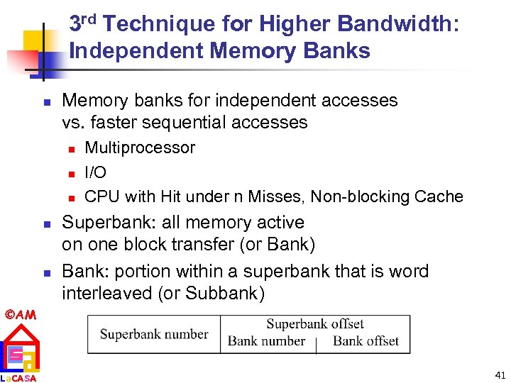 3 rd Technique for Higher Bandwidth: Independent Memory Banks n Memory banks for independent